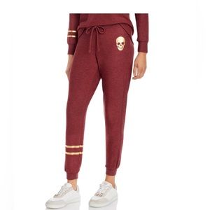 Chaser Joggers Dark Ruby Skull sweatpants Size Small NWT